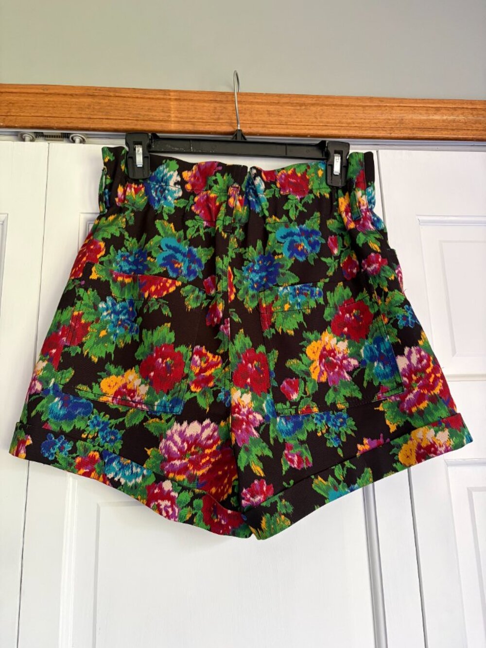 Zara Floral Paper Bag Designer High Waist Women's Shorts Pockets Size XS - Picture 6 of 8